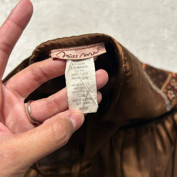 Miss Me Brown Patchwork Vintage Maxi Skirt Paisley Satin Size Small - Picture 3 of 11